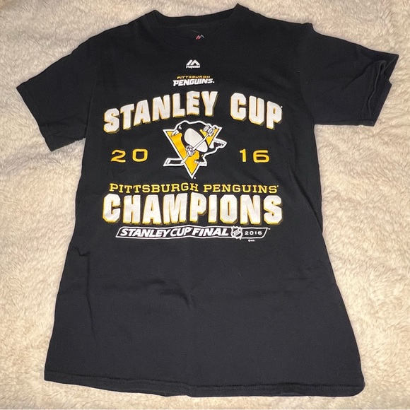 Black Pittsburgh Penguins Stanley Cup Champions T-Shirt Men’s Small - Picture 1 of 4